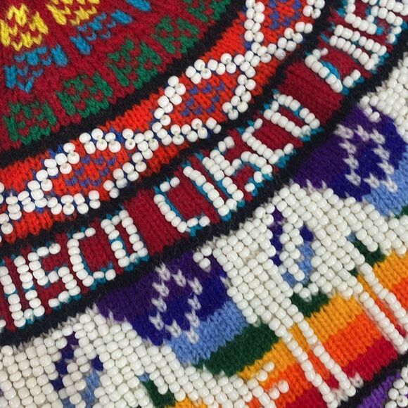 Colorful Andean Peruvian Knit Tassel Winter Hat Beaded Embroidered Boho main image 7